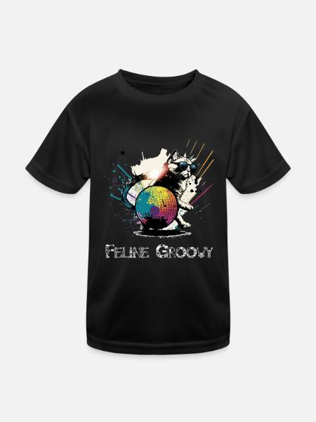 Groovy Feline - Kids Functional T-Shirt - black - Front