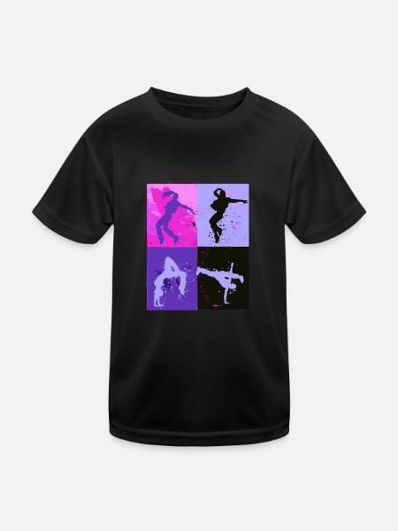 dancer, dancing, illustration, dancer, graffiti - Kids Functional T-Shirt - black - Front