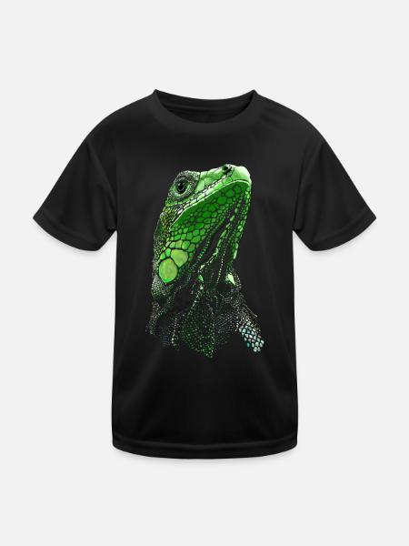 IGUANE VERT - ANIMAL DE COMPAGNIE IGUANE VERT COMMUN - T-shirt sport Enfant - noir - Devant