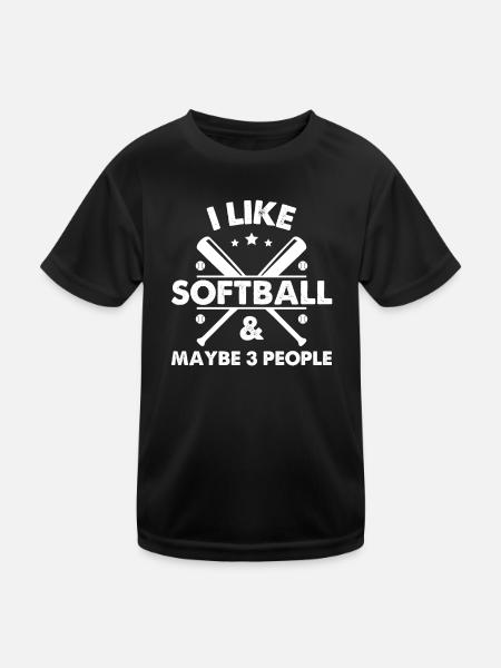 J’aime le softball et peut-être 3 personnes - T-shirt sport Enfant - noir - Devant