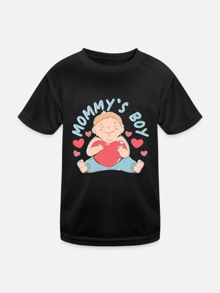 Mommys Boy - Kinder Funktions-T-Shirt - Schwarz - Vorne