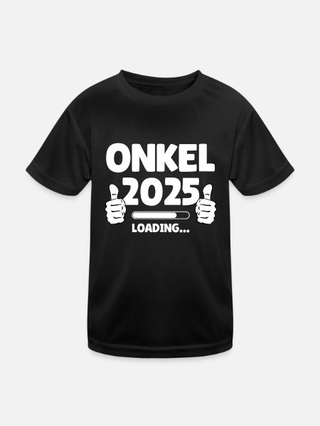 Onkel 2025 Loading - Kinder Funktions-T-Shirt - Schwarz - Vorne