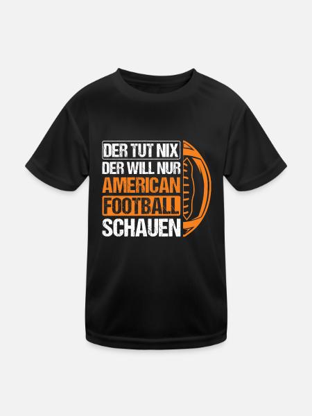 American Football Football Design - Kinder Funktions-T-Shirt - Schwarz - Vorne