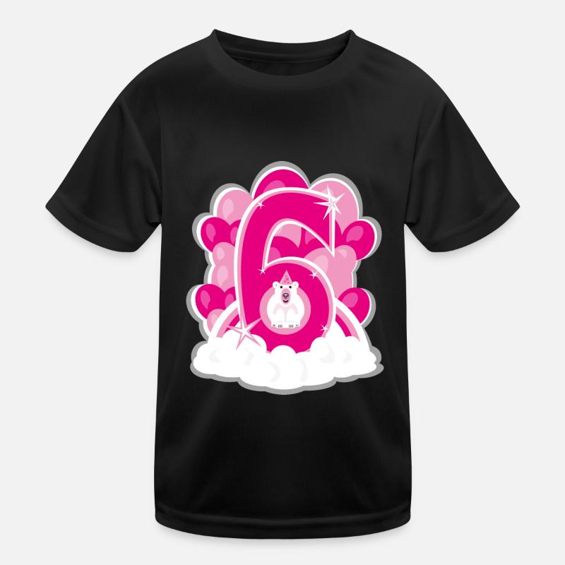 Sechster Geburtstag in Pink mit Eisbär. Kinder Funktions-T-Shirt