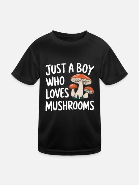 Pilz Pilze Funghi Champignon - Kinder Funktions-T-Shirt - Schwarz - Vorne