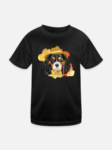 Originelles Design-Hund - Kinder Funktions-T-Shirt - Schwarz - Vorne