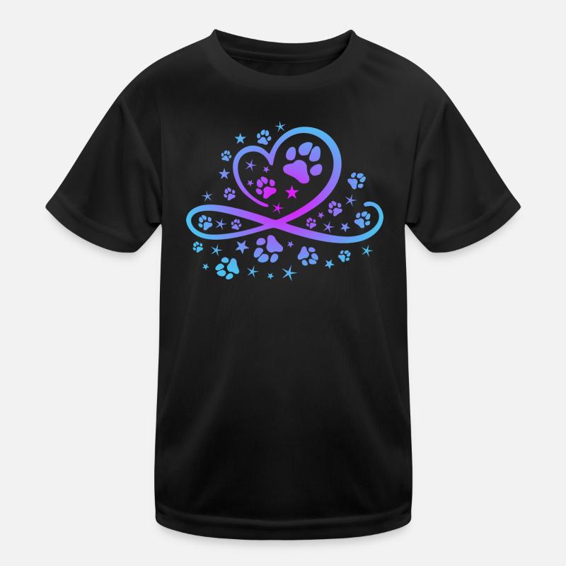 Herz mit Pfötchen und Sternen Kinder Funktions-T-Shirt