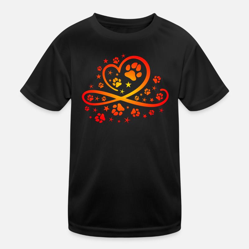 Herz mit Pfötchen und Sternen Kinder Funktions-T-Shirt