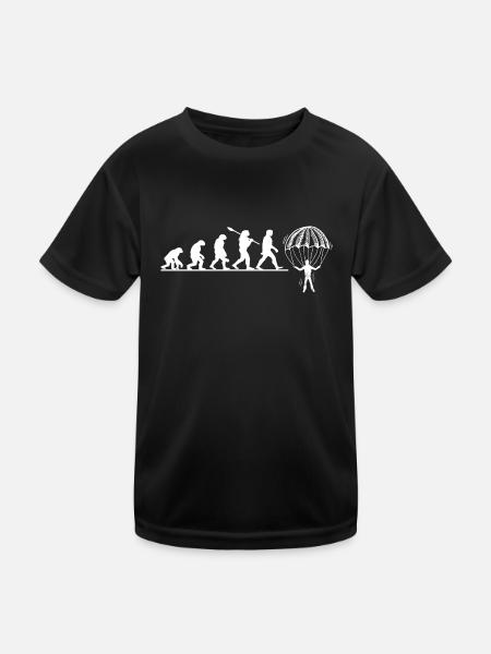 Evolution Fallschirm - Kinder Funktions-T-Shirt - Schwarz