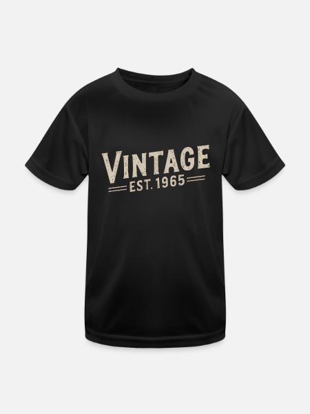 Vintage Est. 1965 - Kinder Funktions-T-Shirt - Schwarz - Vorne