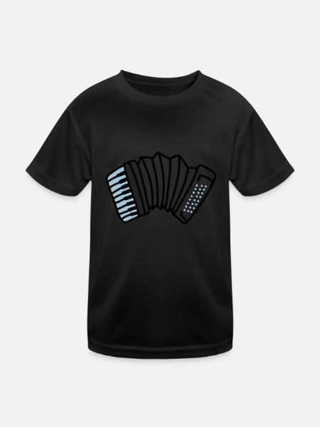 Akkordeon - Kinder Funktions-T-Shirt - Schwarz - Vorne