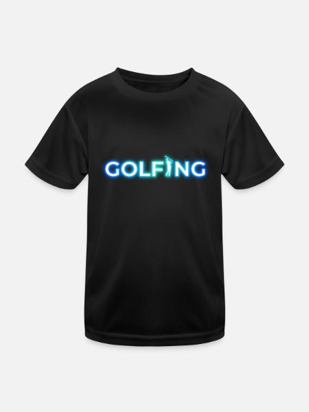 GOLF GOLFING 80s 90s NEON RETRO SPORT CLUB MOTIF - T-shirt sport Enfant - noir - Devant