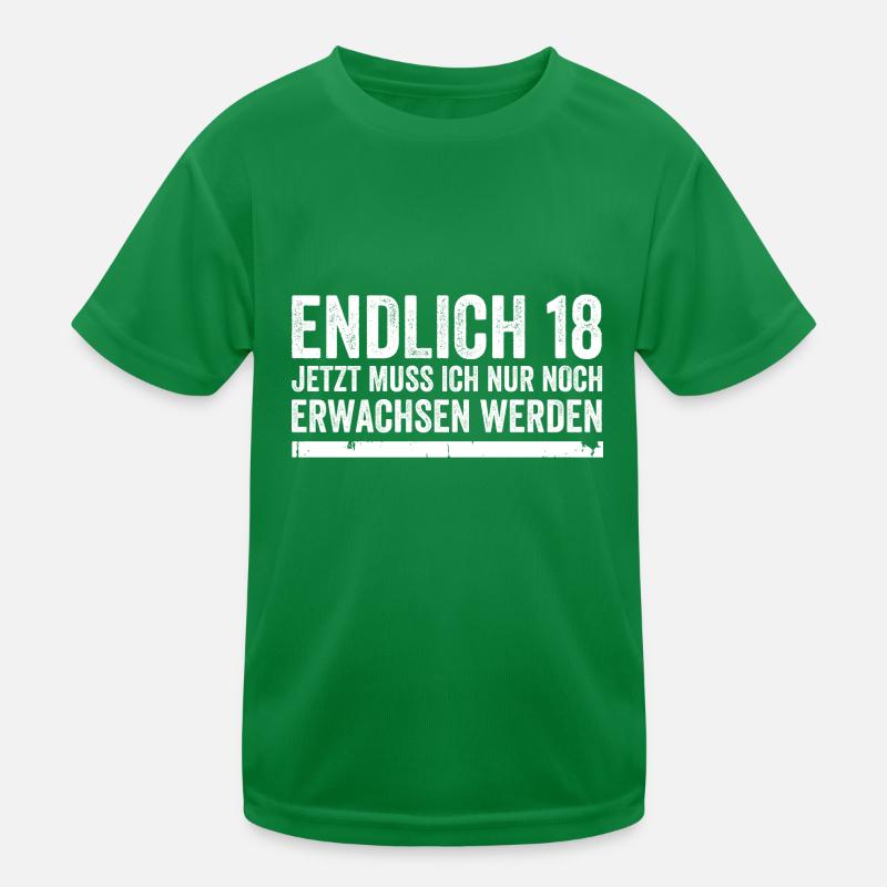 18. Geburtstag - Endlich 18 Jahre Lustiger Spruch Kinder Funktions-T-Shirt