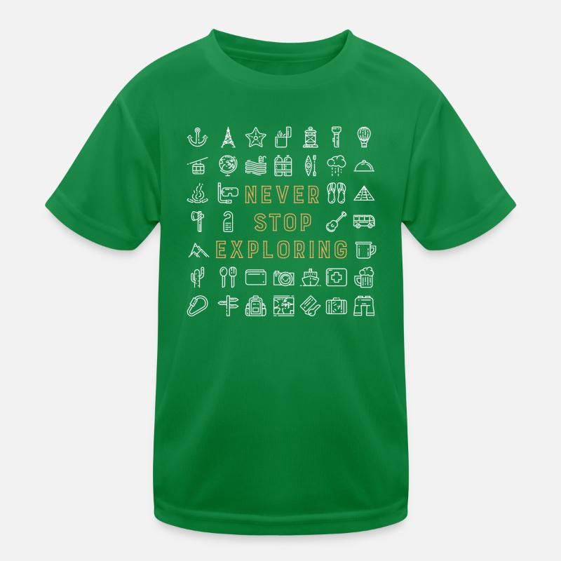 Never Stop Exploring Kinder Funktions-T-Shirt