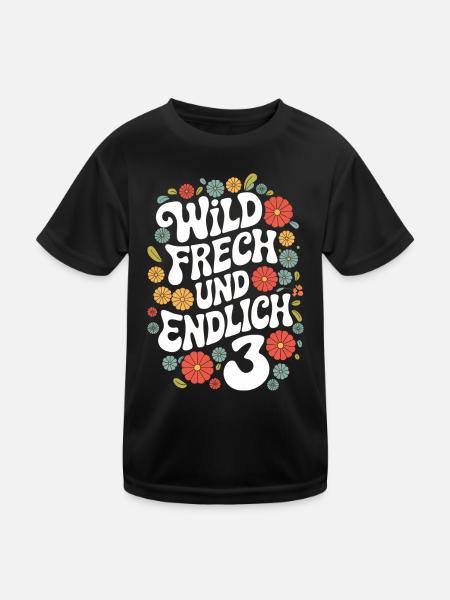 Birthday Gift 3 Years Children's Birthday - Kids Functional T-Shirt - black - Front