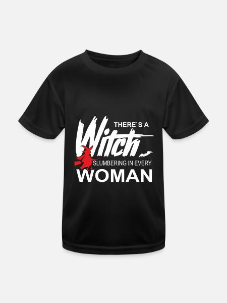 Costume de sorcière d’Halloween - T-shirt sport Enfant - noir - Devant