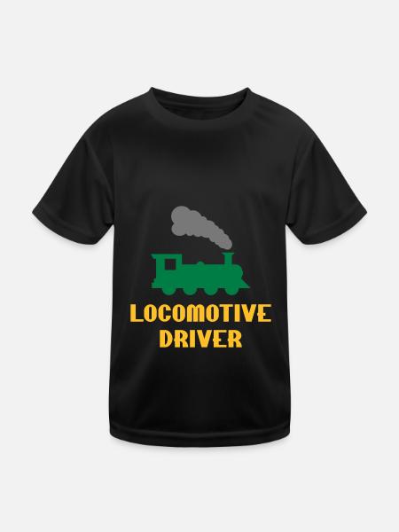 Locomotive driver (steam locomotive) - Kids Functional T-Shirt - black