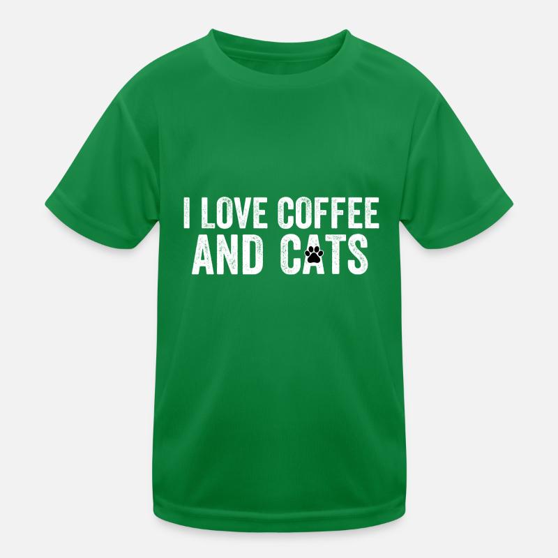 I Love Coffee And Cats Kinder Funktions-T-Shirt