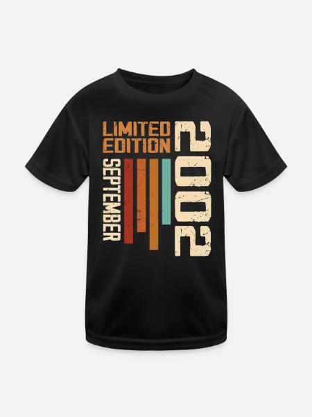 September 2002 Originelle Geschenkidee zum Geburtstag - Kinder Funktions-T-Shirt - Schwarz - Vorne