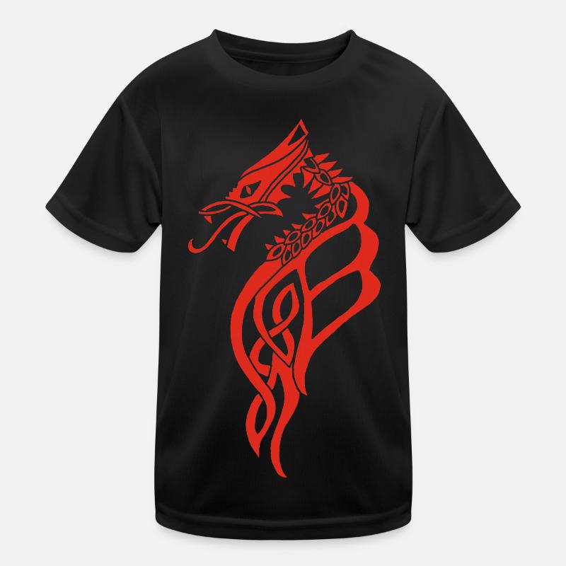 Great red Celtic dragon - Kids Functional T-Shirt - black