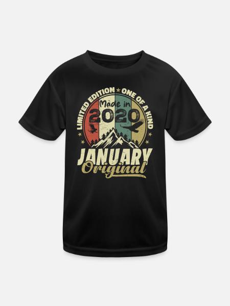Geburtstag Januar 2020 - Original Januar 2020 - Kinder Funktions-T-Shirt - Schwarz