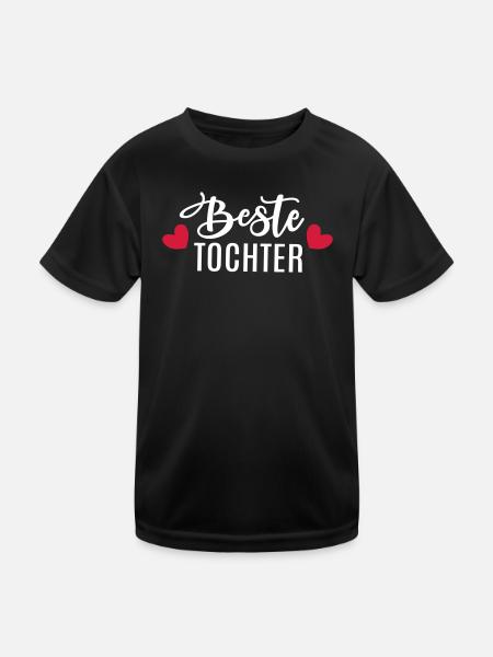Beste Tochter Töchter Herz - Kinder Funktions-T-Shirt - Schwarz - Vorne