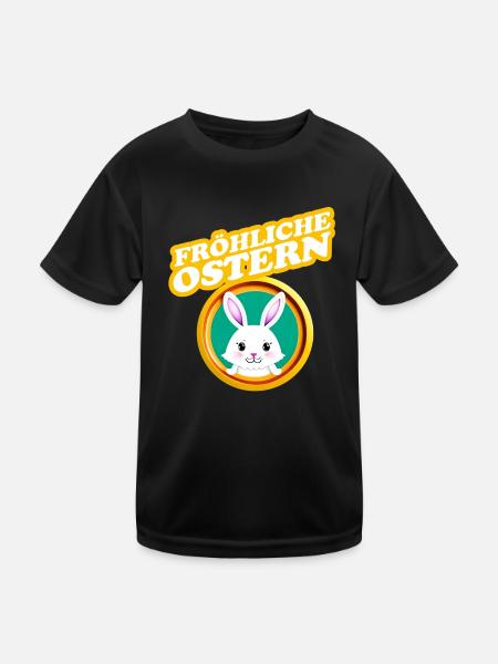Fröhliche Ostern Osterhase - Kinder Funktions-T-Shirt - Schwarz