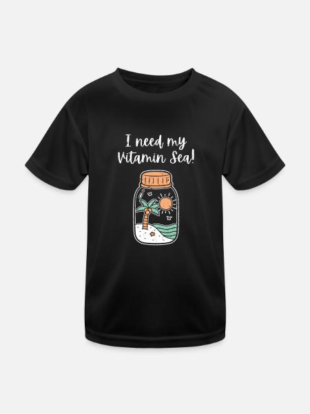 J’ai besoin de ma vitamine mer plage en bouteille drôle - T-shirt sport Enfant - noir - Devant
