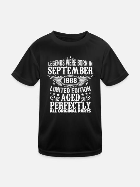 September 1988 Anniversary September 1988 September - Kids Functional T-Shirt - black - Front