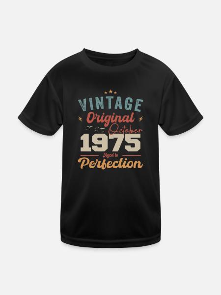 Oktober 1975 Geburtstagsgeschenk 1975 Oktober - Kinder Funktions-T-Shirt - Schwarz - Vorne