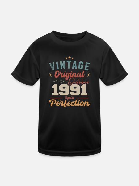 Octobre 1991 Cadeau d’anniversaire 1991 Octobre - T-shirt sport Enfant - noir - Devant