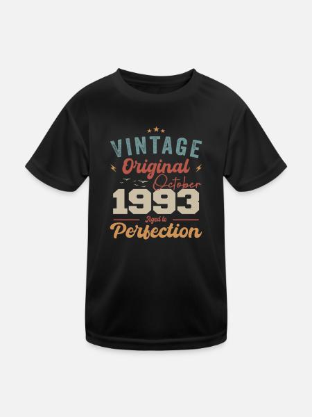 Oktober 1993 Geburtstagsgeschenk 1993 Oktober - Kinder Funktions-T-Shirt - Schwarz - Vorne