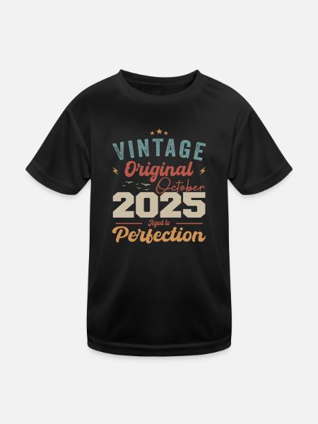 Oktober 2025 Geburtstagsgeschenk 2025 Oktober - Kinder Funktions-T-Shirt - Schwarz - Vorne