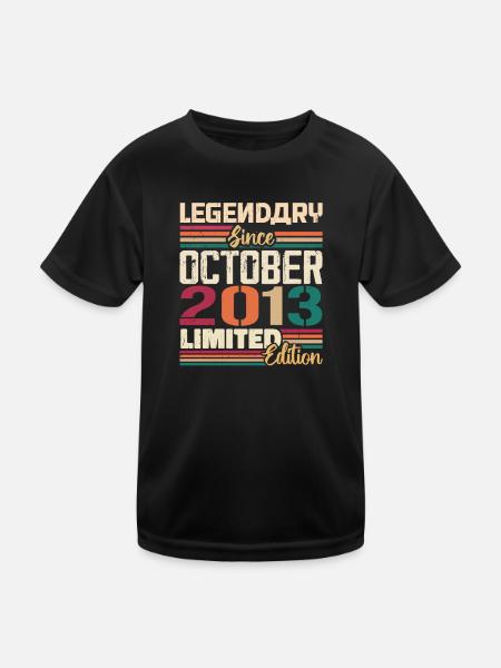 Oktober 2013 Vintage - Geburtstagsgeschenk 2013 - Kinder Funktions-T-Shirt - Schwarz - Vorne