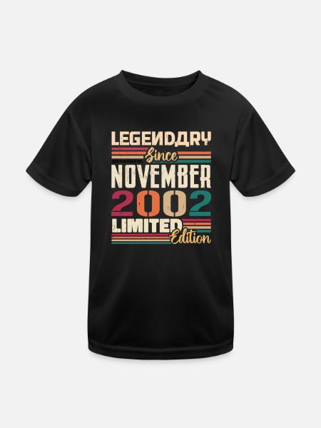 Legendär Seit November 2002 - Geschenk 2002 - Kinder Funktions-T-Shirt - Schwarz - Vorne
