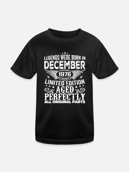 Dezember 1976 Jahrestag Dezember 1976 Dezember - Kinder Funktions-T-Shirt - Schwarz - Vorne