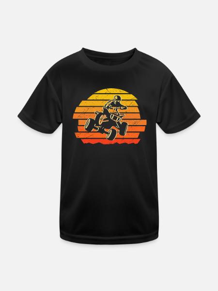 ATV Fahrer Grafik Offroad Quadfahrer Quad - Kinder Funktions-T-Shirt - Schwarz - Vorne
