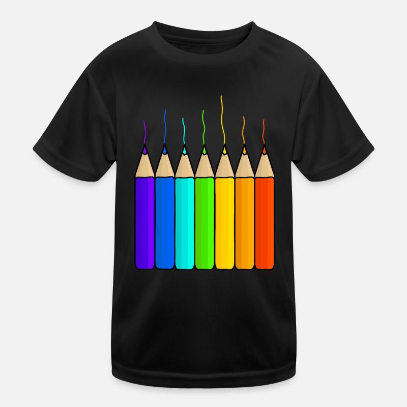 Bunte stifte Regenbogen Kinder Einschulung Kinder Funktions-T-Shirt