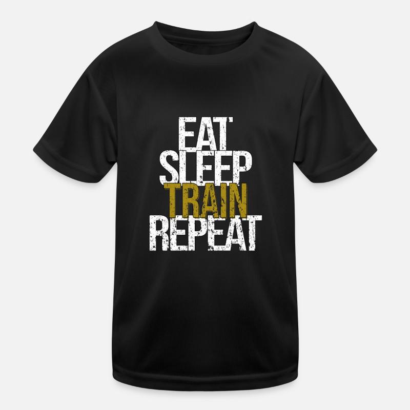 Eat Sleep Train Repeat - Kids Functional T-Shirt - black