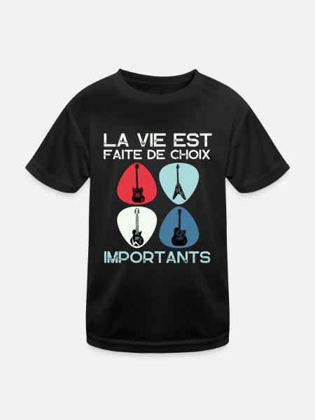 Guitariste humour guitare cadeau homme femme - T-shirt sport Enfant - noir - Devant