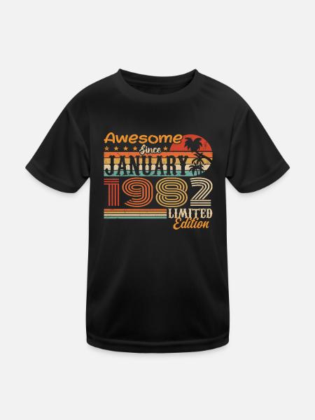 Birthday Gift - Born in January 1982 - Kids Functional T-Shirt - black - Front