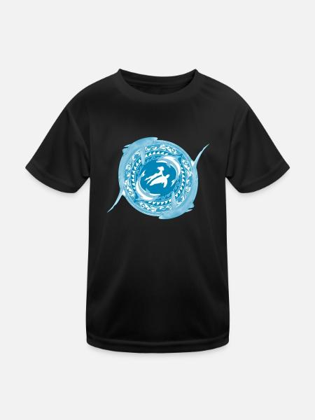 Kind von Poseidon - Kinder Funktions-T-Shirt - Schwarz - Vorne