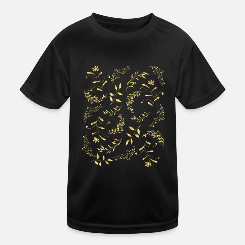 Motif or fleurs feuilles élégant doré noble T-shirt sport Enfant