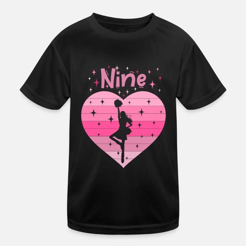 9. Geburtstag Tochter Mädchen Cheerleader - Kinder Funktions-T-Shirt - Schwarz