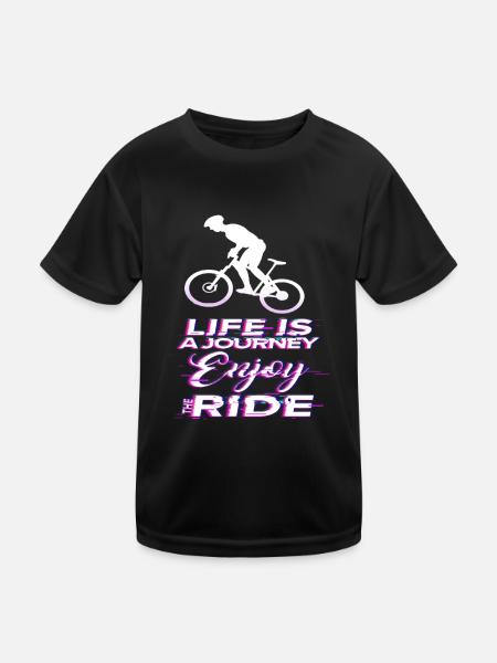 Radfahren Radsport Rennrad Fahrrad Geschenkidee - Kinder Funktions-T-Shirt - Schwarz - Vorne