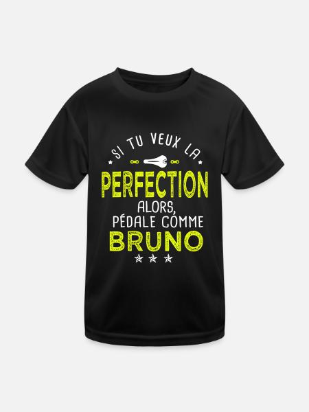 bruno si tu veux la perfection à vélo cycliste - T-shirt sport Enfant - noir - Devant
