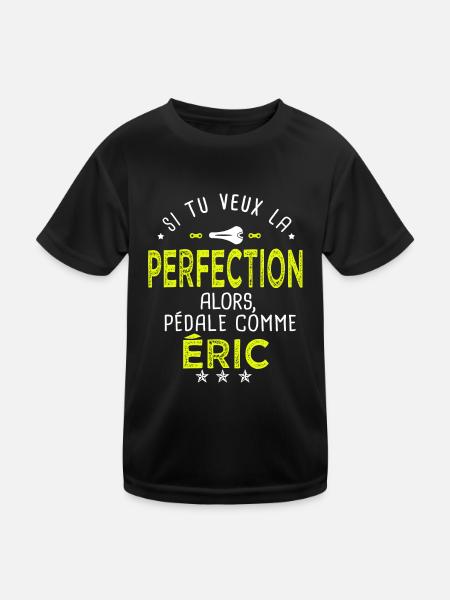 eric si tu veux la perfection à vélo cycliste - T-shirt sport Enfant - noir - Devant