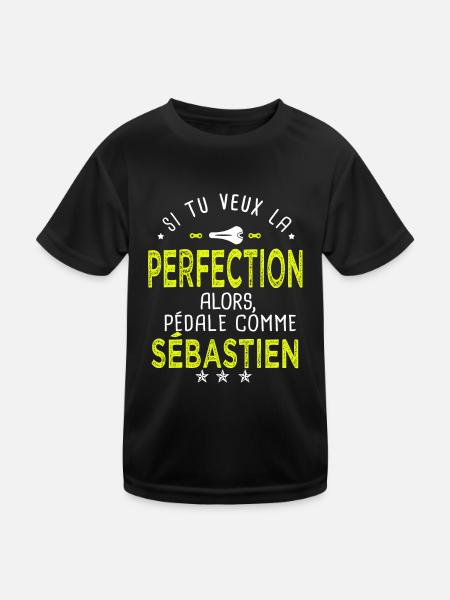 sébastien si tu veux la perfection à vélo cycliste - T-shirt sport Enfant - noir - Devant