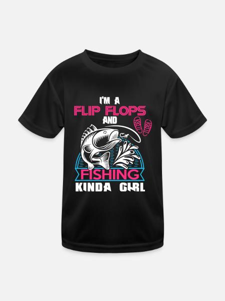 Ich bin ein Flip Flop und Fischer Mädchen - Kinder Funktions-T-Shirt - Schwarz - Vorne