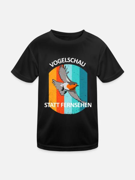 Vogelbeobachtung Vögel Beobachten Birding Vogel - Kinder Funktions-T-Shirt - Schwarz - Vorne